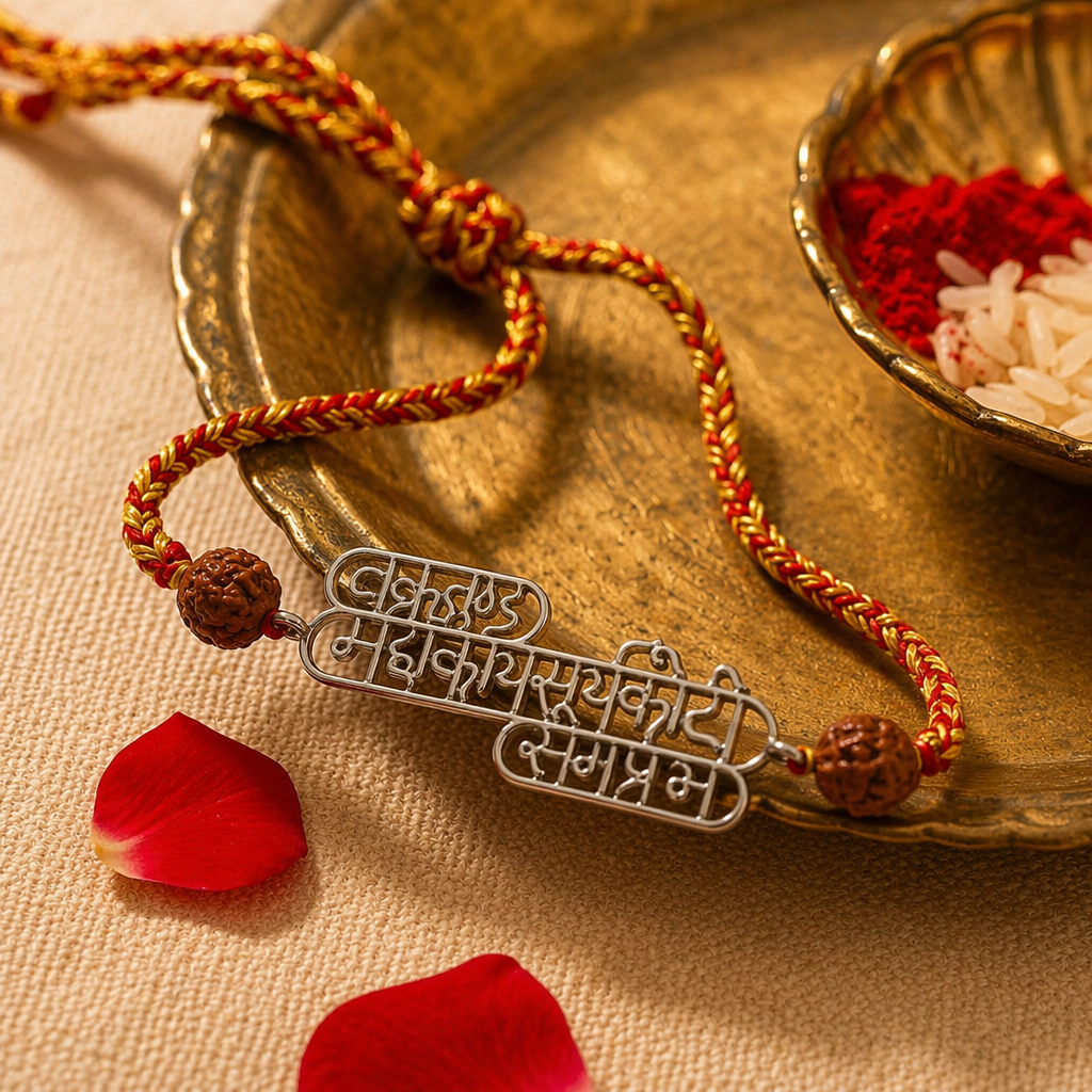 Ganesha Vandana — Handcrafted Silver Rakhi