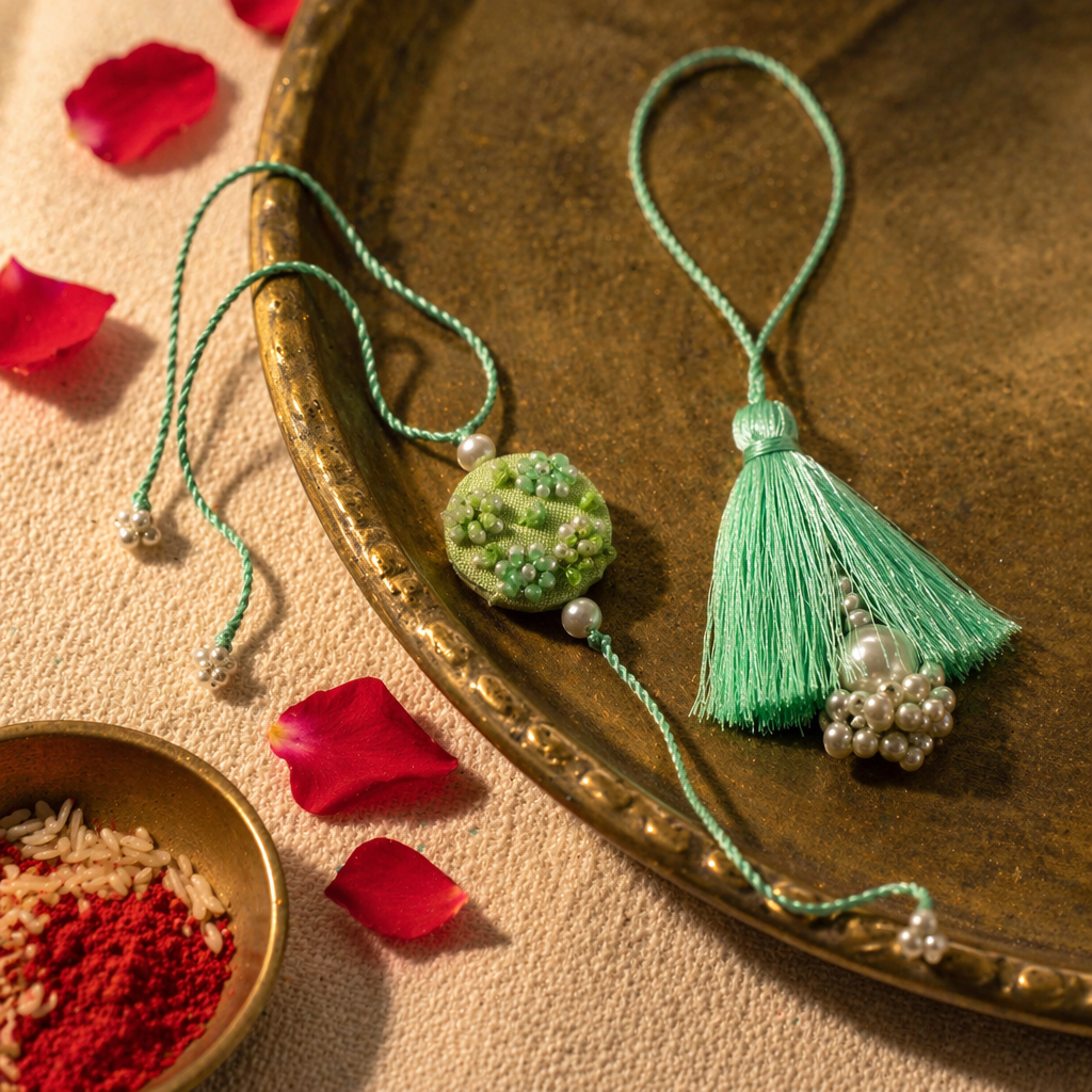 Sage Tassel — Hand-Strung Rakhi & Lumba