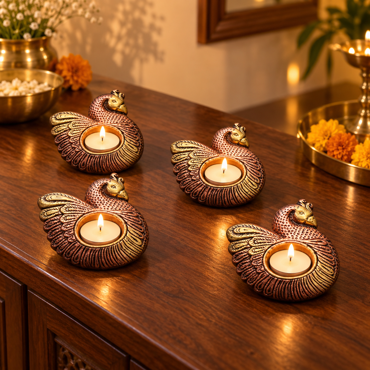 Batakh: Duck Terracotta Tea Light Holders, Set of 4 or 2