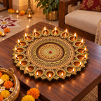 Prabha: 21-Diya Terracotta Thali, 14 in