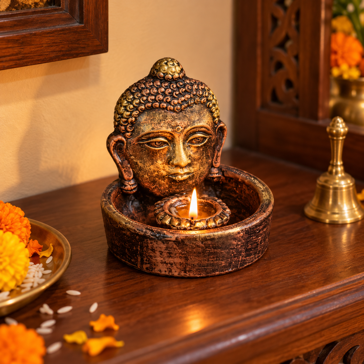 Bodhi: Buddha Terracotta Bowl Diya, 4 in