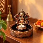 Siddhi: Ganesha Terracotta Bowl Diya, 5 in