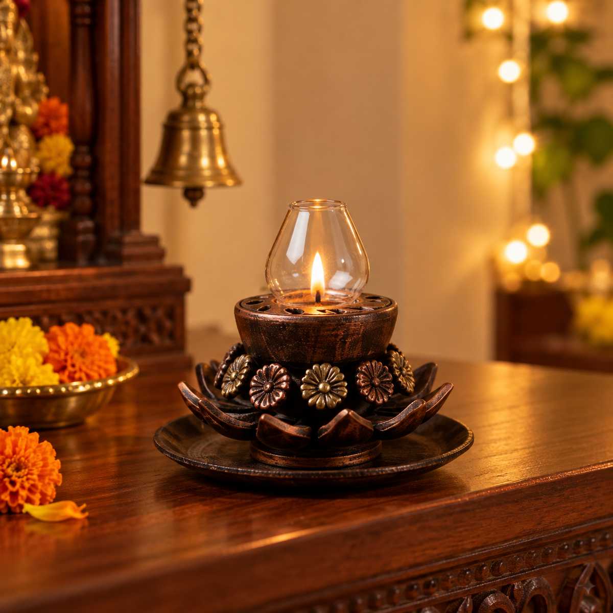 Gulab Jyot: Open Rose Terracotta Akhand Diya