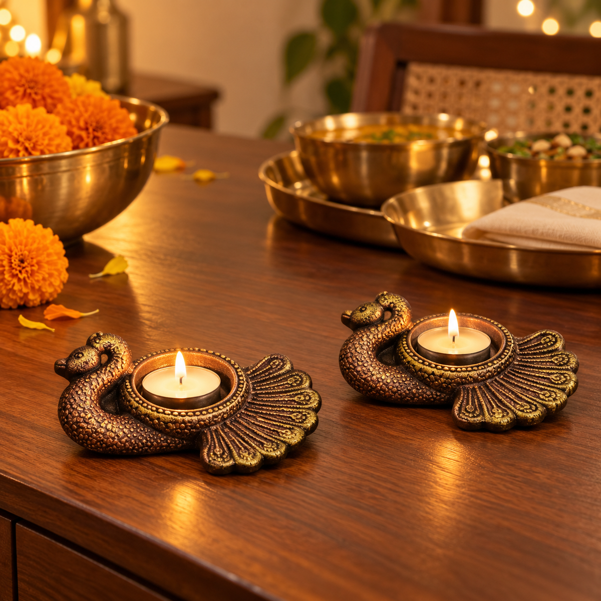 Hansa: Swan Terracotta Tea Light Holders, Set of 4 or 2