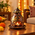 Gumbad: Terracotta Dome Tea Light Lamp, 7 in
