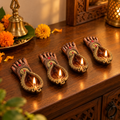 Lakshmi Charan: Footprint Terracotta Diyas, Set of 4 or 2