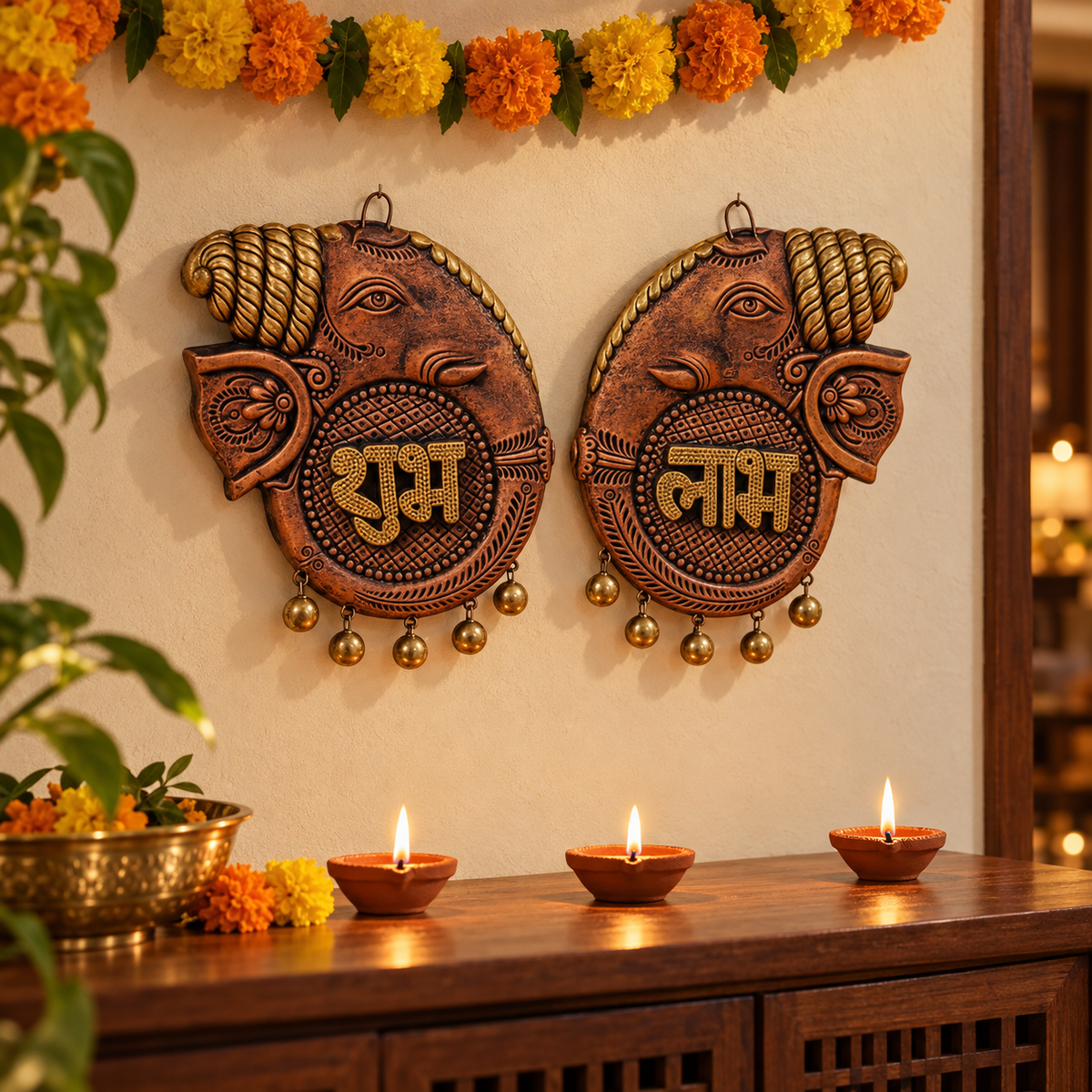 Gajmukh: Elephant Shubh Labh Terracotta Hangings