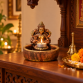 Shri: Lakshmi Terracotta Bowl Diya, 4 in