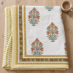 Orange Floral Dohar, folded, seen from above