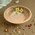 Hand Painted Wooden Bowl Handcrafted from Mango Wood - Eco Friendly Tableware - Height- 3.5 inches, Diameter- 11 inches / Mango Wood / Natural