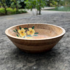 Hand Painted Wooden Bowl Handcrafted from Mango Wood - Eco Friendly Tableware - Height- 3.5 inches, Diameter- 11 inches / Mango Wood / Natural