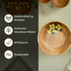 Hand Painted Wooden Bowl Handcrafted from Mango Wood - Eco Friendly Tableware - Height- 3.5 inches, Diameter- 11 inches / Mango Wood / Natural