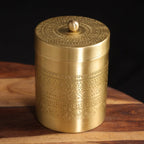 Brass Jar with Lid for Tea or Sugar and Spice in Kitchen Use | Pure Brass | Handmade in India - Brass / Large / Natural