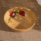 Salad Bowl which is Hand painted on Mango Wood in an Anar Design | Height 3 inches and Diameter 8 inches|