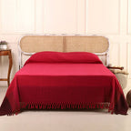 Berry Toned Bed Cover| Handwoven Pure Cotton | Peepul Tree