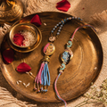 Hand-Painted Radha Krishna — Bhaiya-Bhabhi Rakhi Set