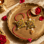 Mirror & Kundan — Hand-Embroidered Bhaiya-Bhabhi Rakhi Set