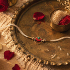 Hand-Finished Cast Brass — Circle Rakhi, Off-White