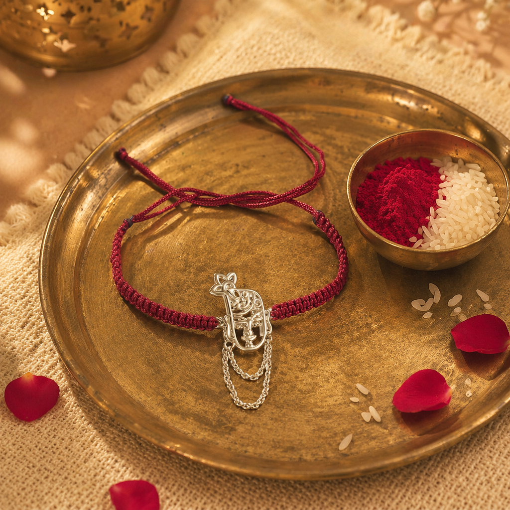 Hand-Finished Silver Krishna — Devotional Rakhi