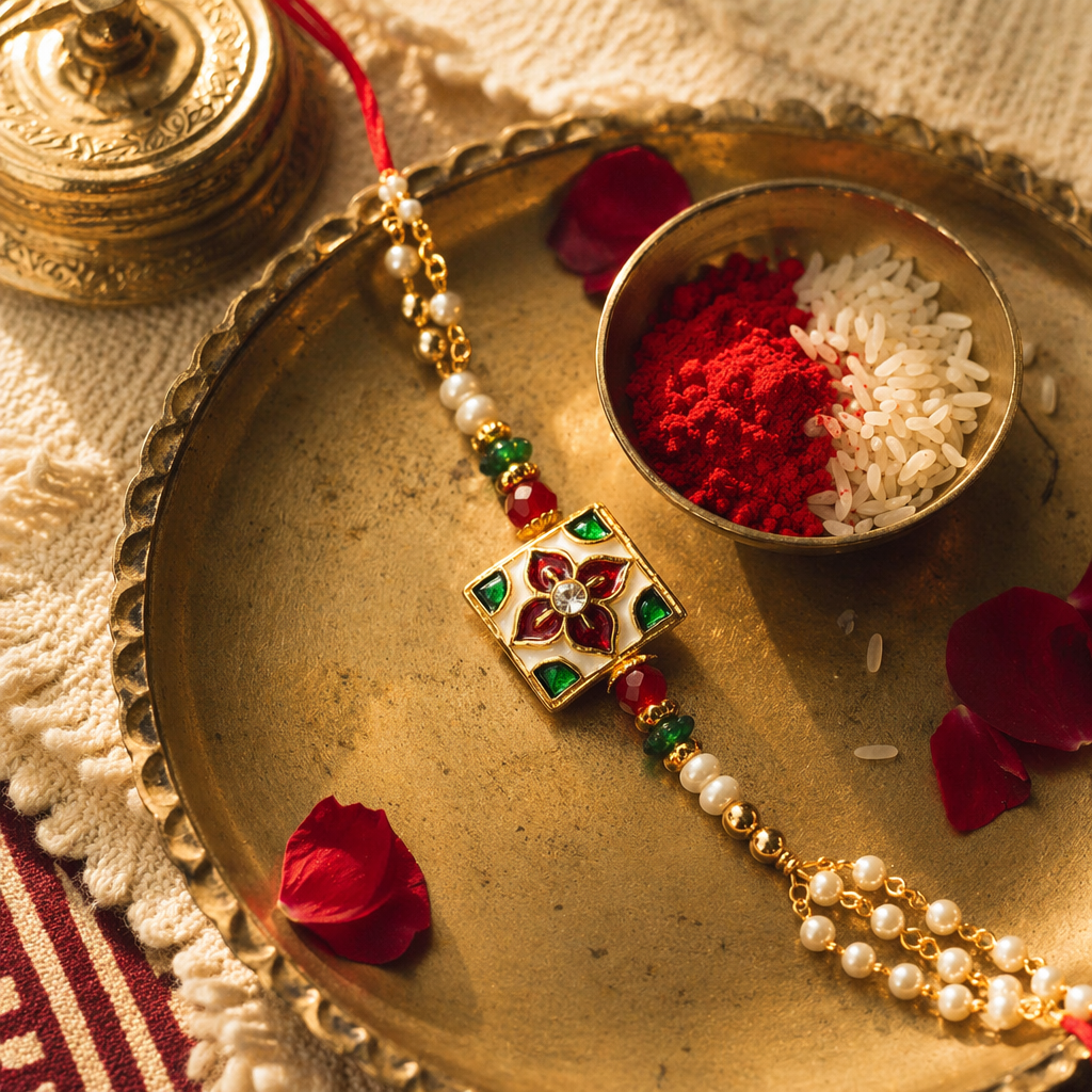 Hand-Set Jadtar & Pearl — Bhaiya-Bhabhi Rakhi Duo