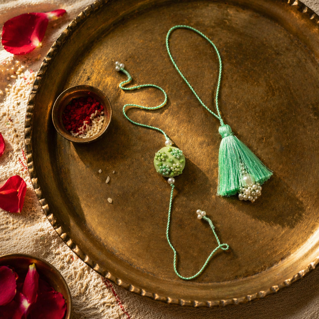 Sage Tassel — Hand-Strung Rakhi & Lumba