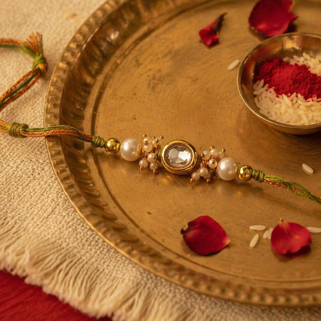 Solitaire Kundan — Handcrafted Minimalist Rakhi