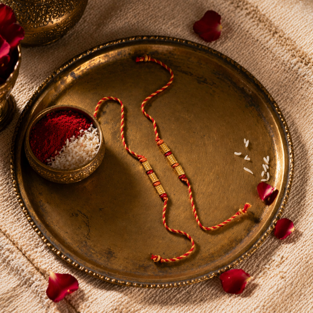 Swarna Gold — Hand-Strung Rakhi Duo