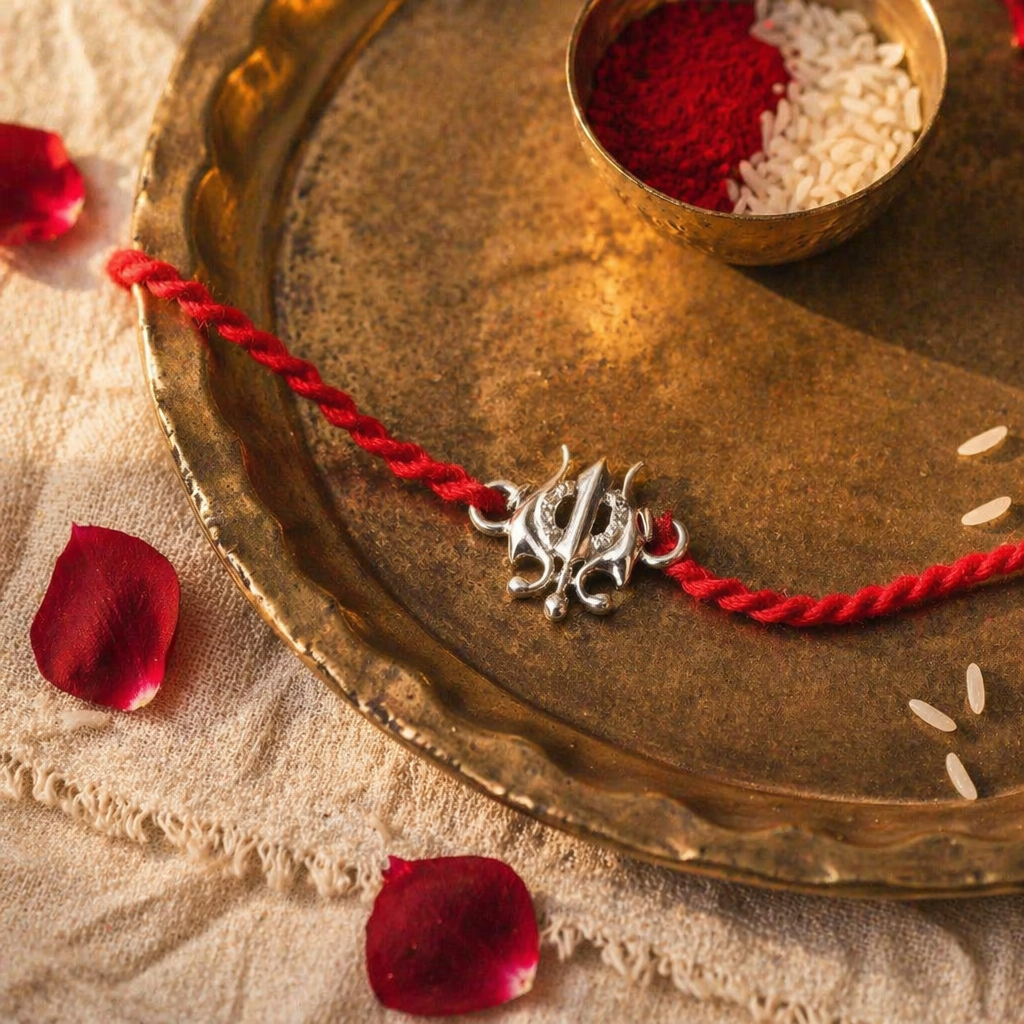 Handcrafted Pure Silver Trishul — Rakhi