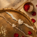 Pearl Heart — Handcrafted Bhaiya-Bhabhi Rakhi Duo
