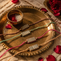 Hand-Strung Colour-Finished Brass — Rectangle Bead Rakhi