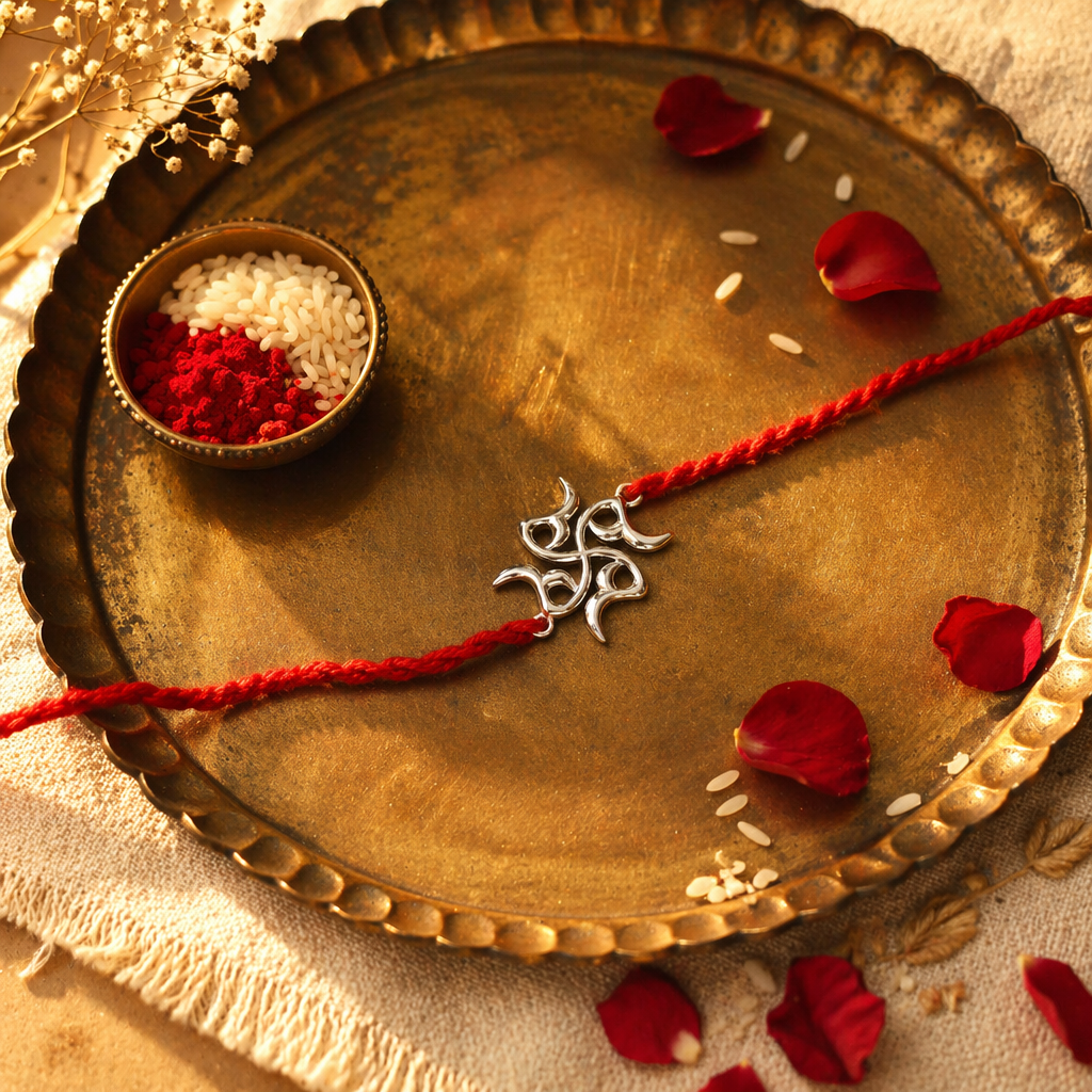 Handcrafted Sathiya — Pure Silver Rakhi