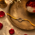 Handcrafted — Brass Circle Rakhi in Yellow