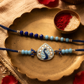 Meenakari Peacock — Hand-Set Rakhi Duo