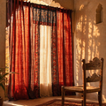 Chintz Assorted Set Brick Red, Ivory and Navy Cotton Curtains, The Draped Window. Handmade in India by House of Taraasha.