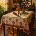 Rust & Maroon Ornate Floral Cotton Tablecloth, The Gathered Table. Handmade in India by House of Taraasha.