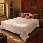 White Cutwork Appliqué Cotton Bed Cover, The Linen Room. Handmade in India by House of Taraasha.