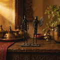 Bastar Wrought Iron Standing Musicians Duo, Tribal Stories. Handmade in India by House of Taraasha.