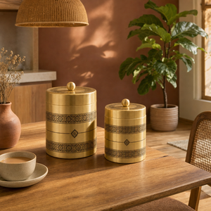 Kanjeevaram Brass Kitchen Jar Duo