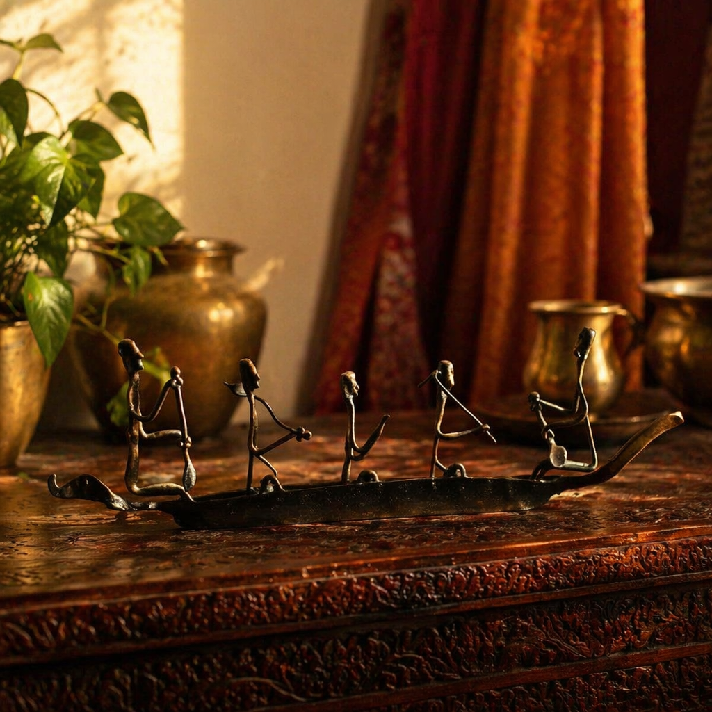 Bastar Naav Wrought Iron Tribal Boat, Tribal Stories. Handmade in India by House of Taraasha.