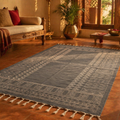 Jaipuri Grey Hand-Printed Cotton Floor Rug, The Woven Floor. Handmade in India by House of Taraasha.
