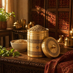 Kanjeevaram Brass Kitchen Jar Duo, The Brass Atelier. Handmade in India by House of Taraasha.