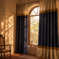 Reversible Navy Blue and Off-White Door Curtain, The Draped Window. Handmade in India by House of Taraasha.