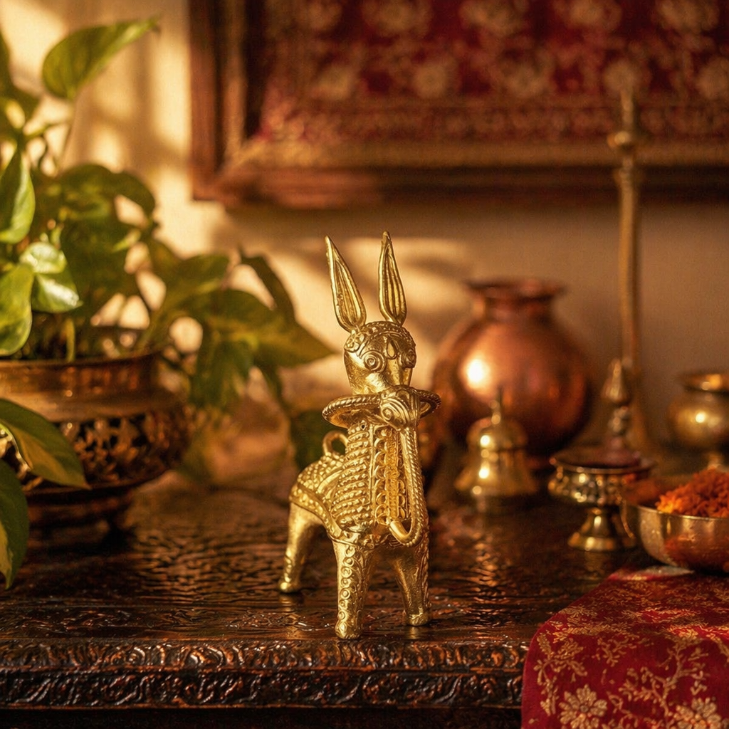 Dhokra Bankura Horse Lost-Wax Metal Figurine, Tribal Stories. Handmade in India by House of Taraasha.