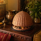 Kashmir Willow Cloche Serving Platter with Lid, The Wicker House. Handmade in India by House of Taraasha.