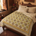 Sage Green Marigold Mulmul Quilt, The Linen Room. Handmade in India by House of Taraasha.
