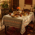 Royal Courtyards Table Cloth Green and Dusty Pink, The Gathered Table. Handmade in India by House of Taraasha.