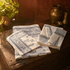 White and Blue Floral Bed and Bath Gift Set, The Gift Room. Handmade in India by House of Taraasha.