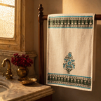 Block-Printed Waffle Hand-Printed Cotton Hand Towel, The Linen Room. Handmade in India by House of Taraasha.