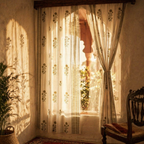 Sheer Taupe and Olive Green Mulmul Curtain, The Draped Window. Handmade in India by House of Taraasha.