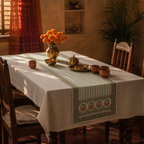 Royal Green & Pink Pure Cotton Table Runner, The Gathered Table. Handmade in India by House of Taraasha.